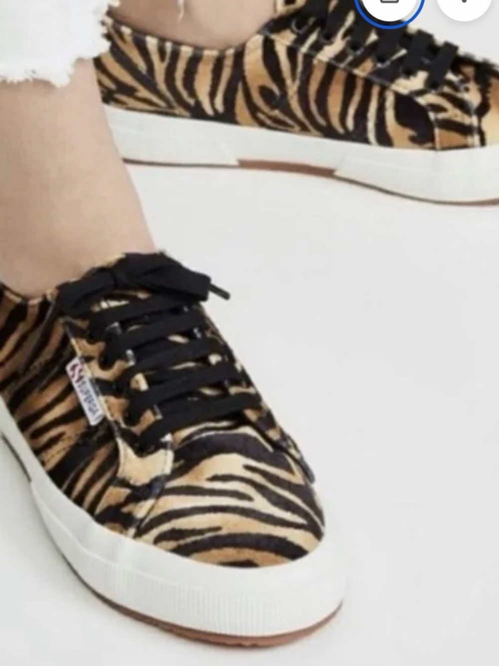 Superga Kids Zebra-Print Canvas Sneakers - Black and Tan